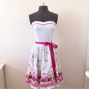 🎀 5/$25 VTG Natali floral rockabilly strapless dress sz S